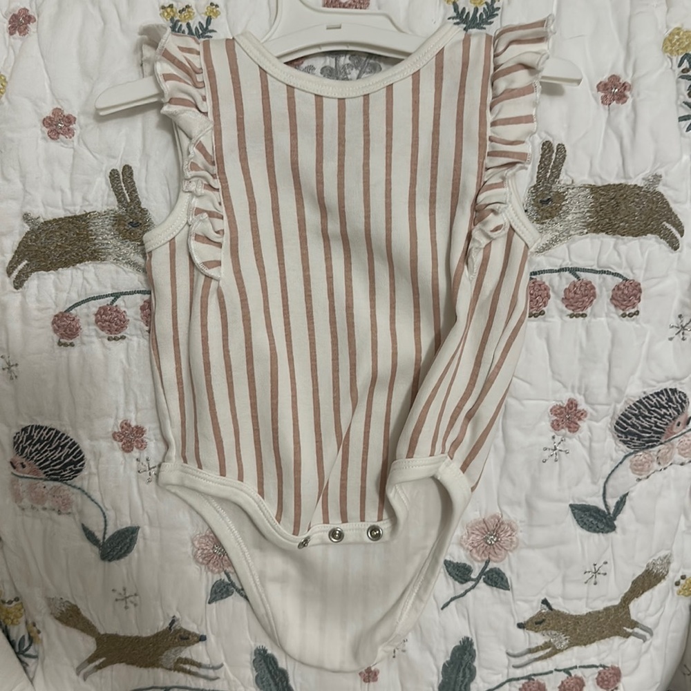 Pehr peony stripe ruffle tank.